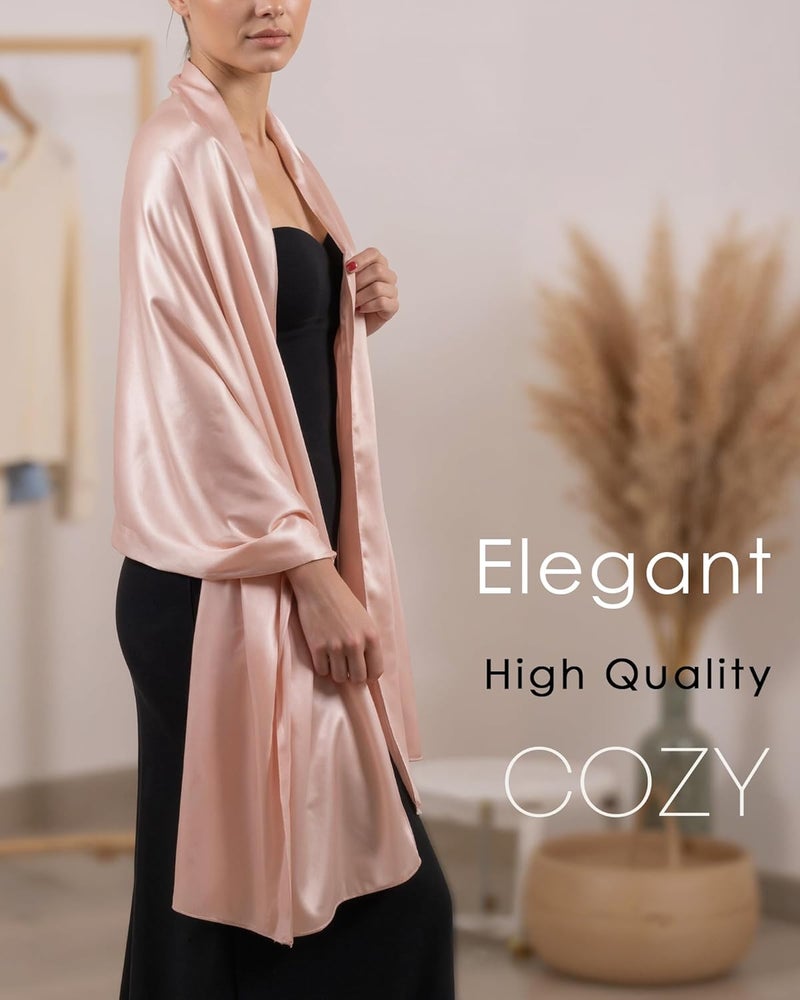 Sofier Satin Shawl Wraps for Women Evening Dresses Wedding Bridal Party Silky Scarf Formal Cover Up Bridesmaid Gifts - Image 2